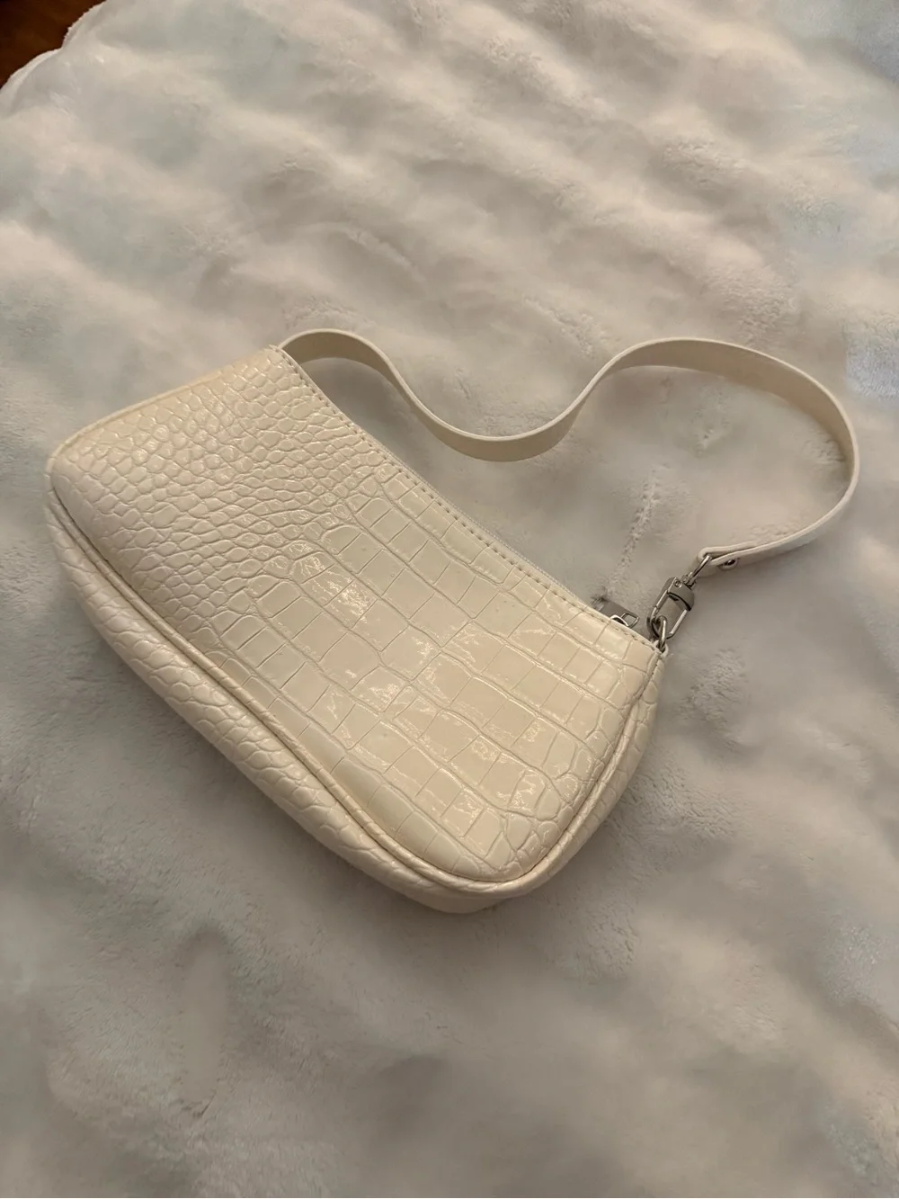 🤍 Vintage Y2K White/Cream Croc Mini Shoulder Bag 🤍